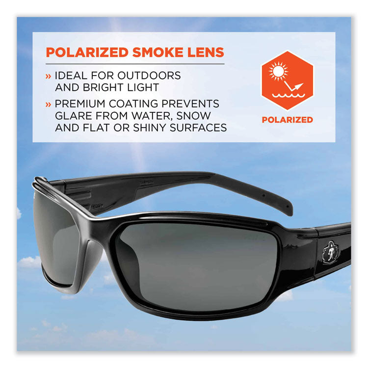 Skullerz Thor Safety Glasses, Black Full Frame, Polarized Smoke Dual Lens
