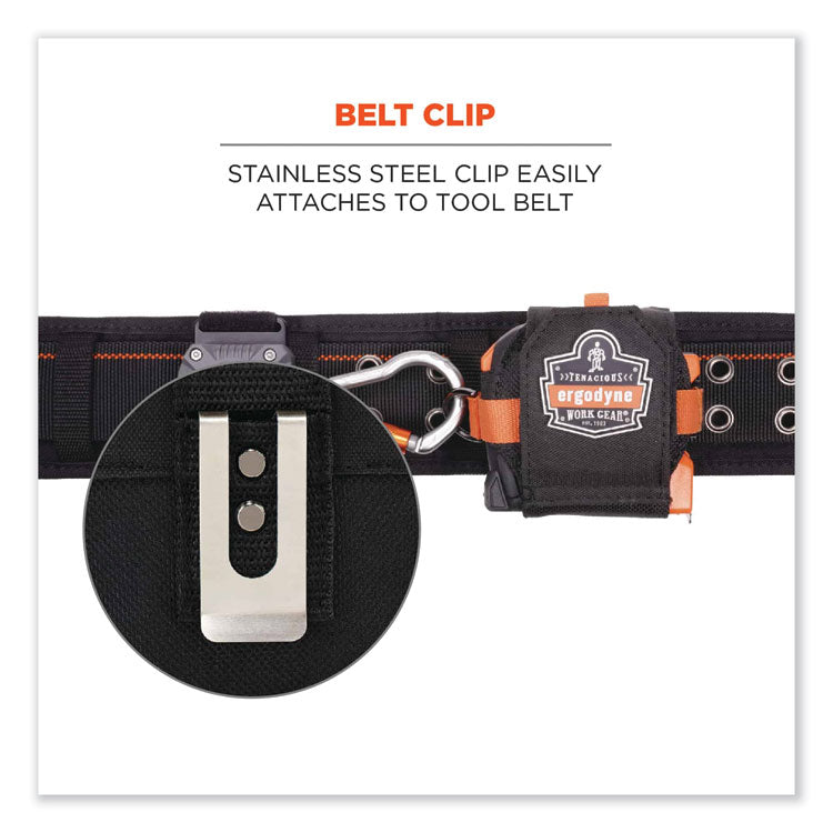 Squids 3770 Belt Clip Tape Measure Holder, X-Large, 3.62 x 7.25 x 2.5, Polyester, Black