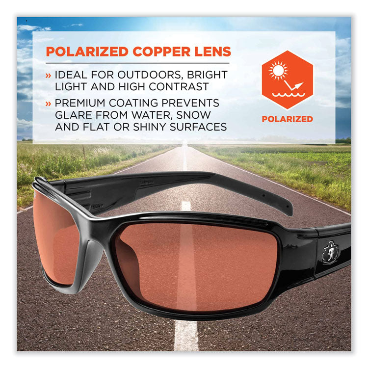 Skullerz Thor Safety Glasses, Black Full Frame, Polarized Copper Dual Lens