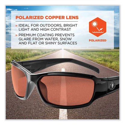 Skullerz Thor Safety Glasses, Black Full Frame, Polarized Copper Dual Lens
