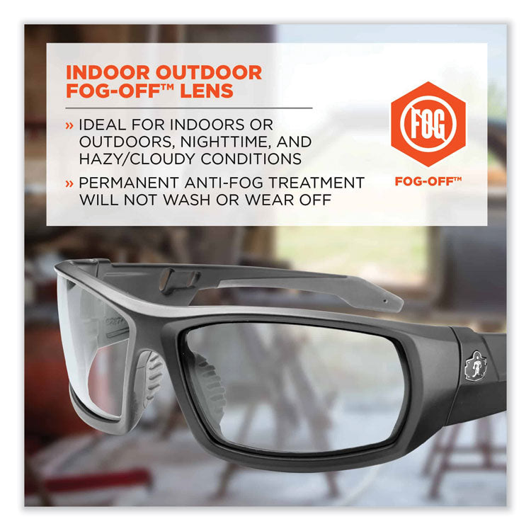 Skullerz Odin Safety Glasses, Fog-Off Technology, Matte Black Full Frame, Clear Dual I/O Lens