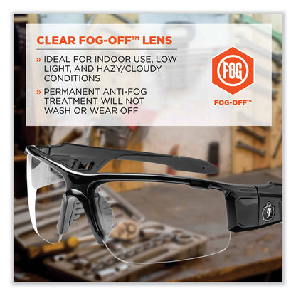 Skullerz Dagr Safety Glasses, Black Half Frame, Clear Single Anti-Fog Lens