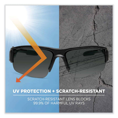 Skullerz Dagr Safety Glasses, Matte Black Half Frame, Smoke Single Anti-Fog Lens