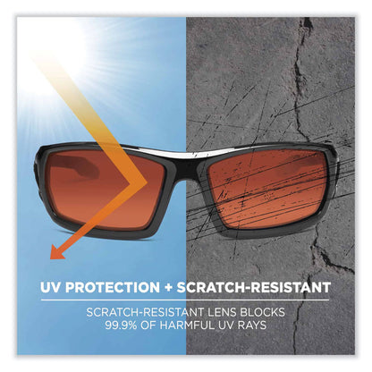 Skullerz Odin Safety Glasses, Black Full Frame, Polarized Copper Dual Lens