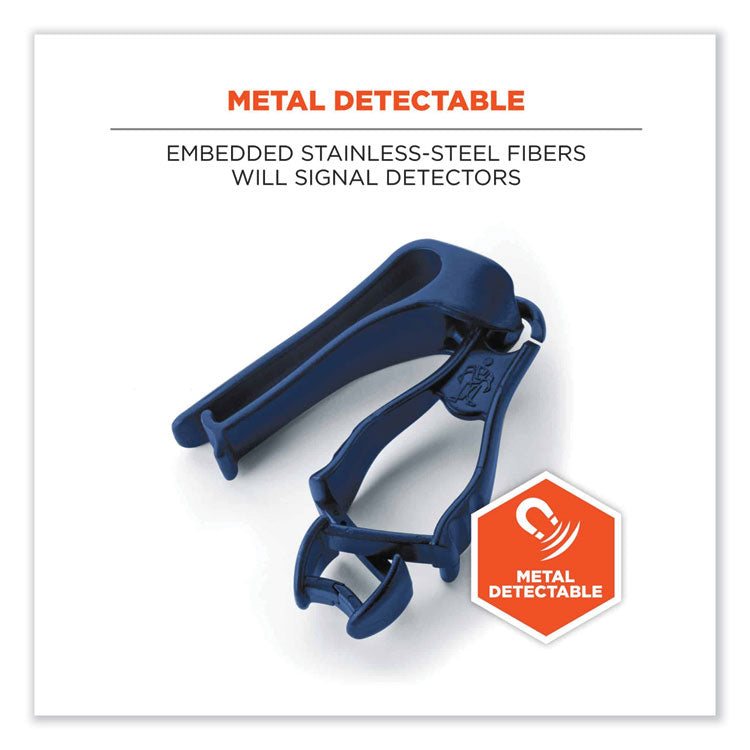 Squids 3405MD Metal Detectable Belt Clip Glove Clip Holder, 1 x 1 x 6, Acetal Copolymer, Deep Blue