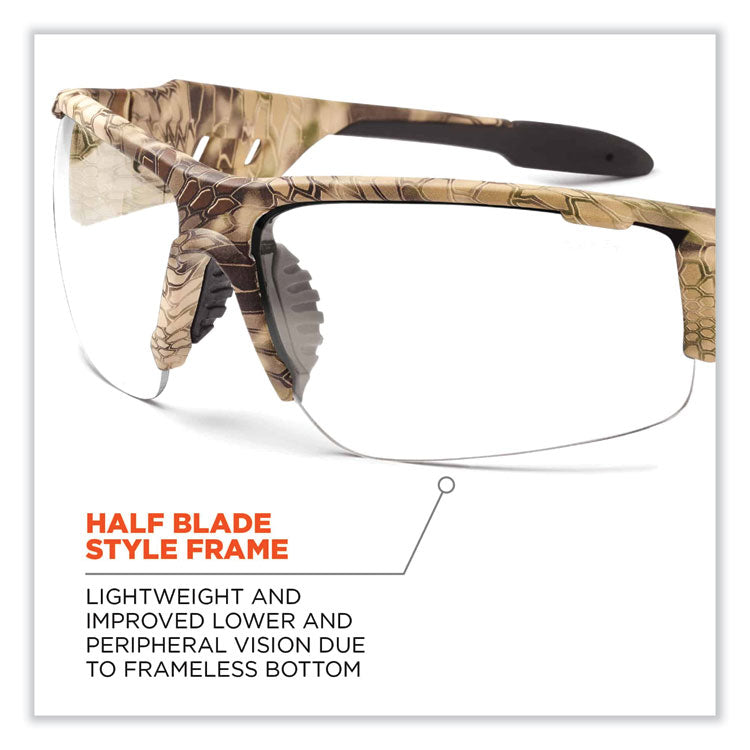 Skullerz Dagr Safety Glasses, Kryptek Highlander Half Frame, Clear Single Anti-Fog Lens