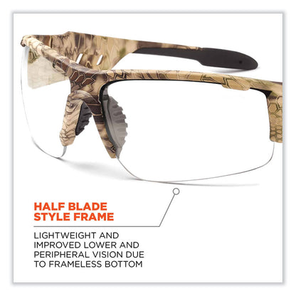 Skullerz Dagr Safety Glasses, Kryptek Highlander Half Frame, Clear Single Anti-Fog Lens