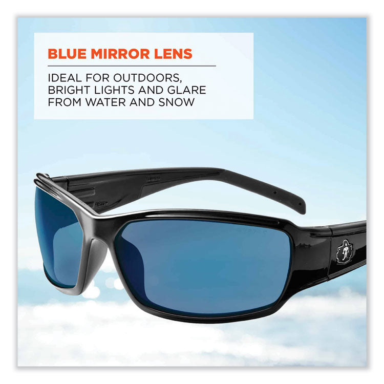 Skullerz Thor Safety Glasses, Black Full Frame, Mirrored Blue Dual Lens