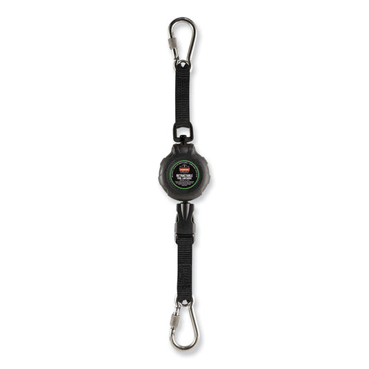 Squids 3000 Retractable Tool Lanyard with Carabiner Anchor, 1 lb Working Capacity, 48" Long, Black