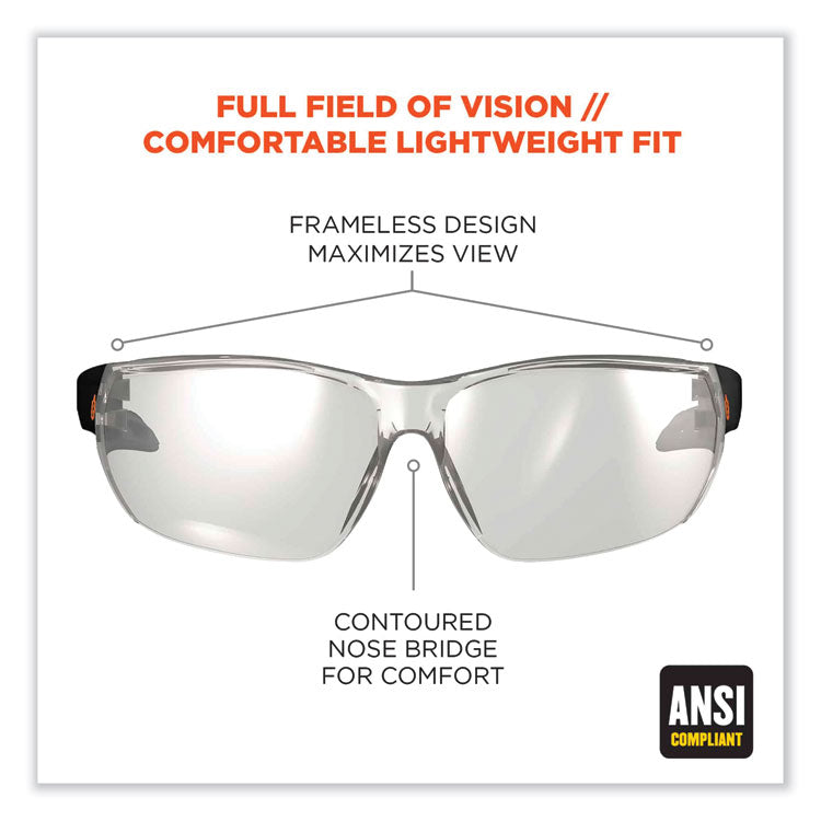 Skullerz Vali Frameless Safety Glasses, Frameless, Clear Single I/O Lens