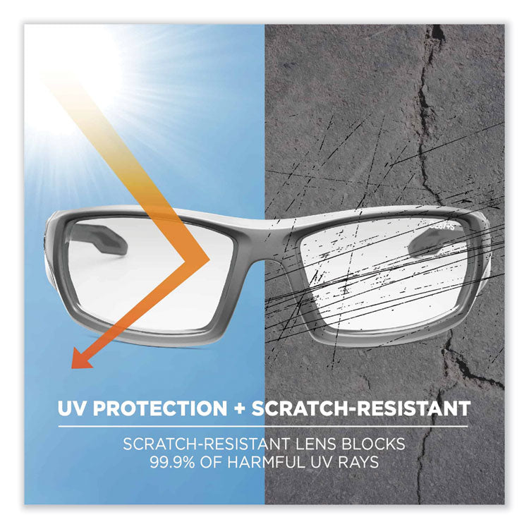 Skullerz Odin Safety Glasses, Matte Gray Full Frame, Clear Dual Lens