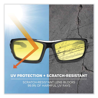 Skullerz Odin Safety Glasses, Black Full Frame, Yellow Dual Lens