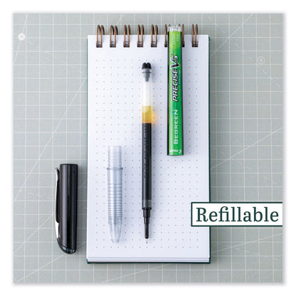 Precise V5 BeGreen Rollerball Pen, Stick, Extra-Fine 0.5 mm, Black Ink, Black Barrel, Dozen