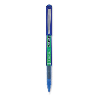 Precise V5 BeGreen Rollerball Pen, Stick, Extra-Fine 0.5 mm, Blue Ink, Blue Barrel, Dozen
