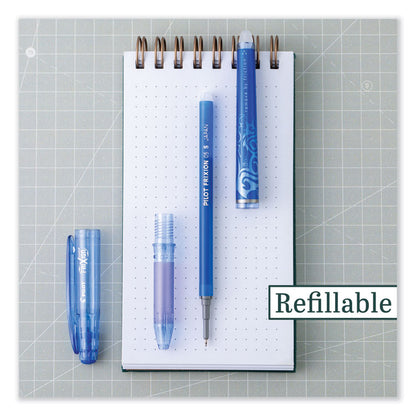 FriXion Point Erasable Gel Pen, Stick, Extra-Fine 0.5 mm, Blue Ink, Blue/Silver/Transparent Blue Barrel