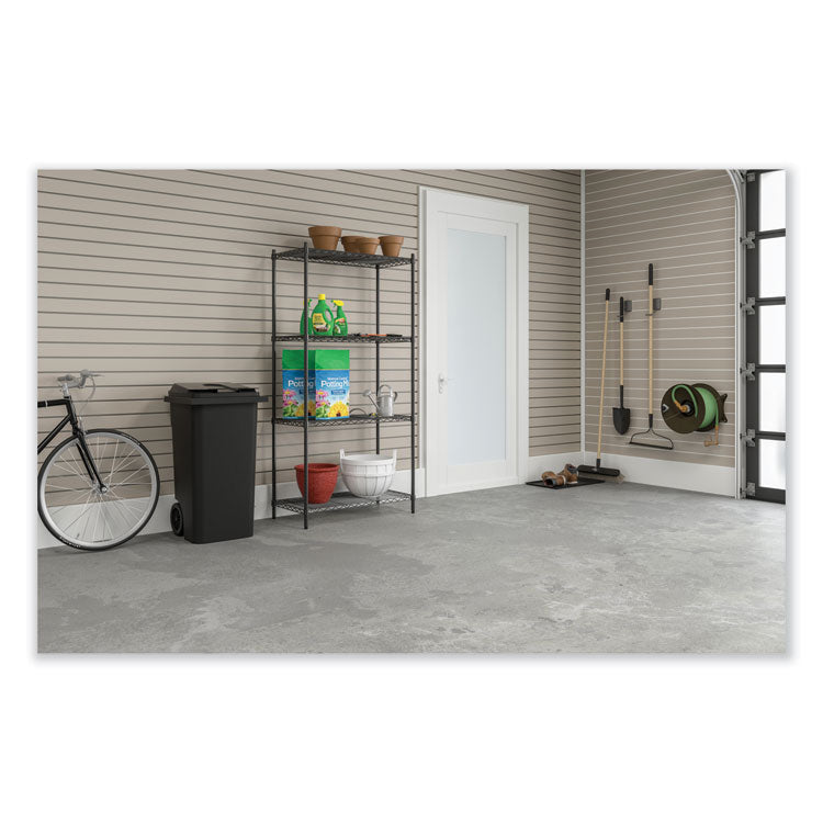 Industrial Wire Shelving, Four-Shelf, 36w x 24d x 72h, Black