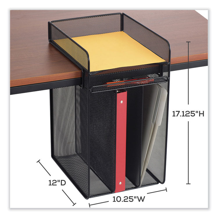 Onyx Vertical Hanging Storage, 4 Sections, Letter Size Files, 10.25" x 12" x 17.1", Black