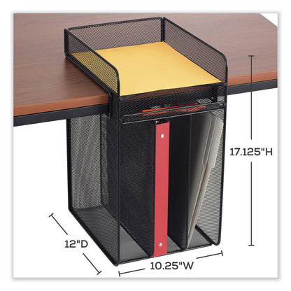Onyx Vertical Hanging Storage, 4 Sections, Letter Size Files, 10.25" x 12" x 17.1", Black