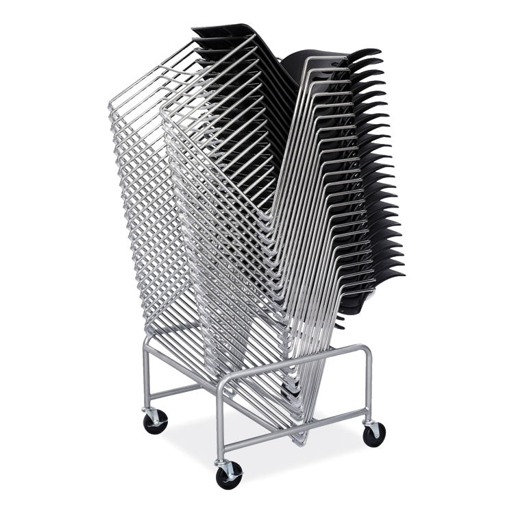 Sled Base Stack Chair Cart, Metal, 500 lb Capacity, 23.5" x 27.5" x 17", Silver