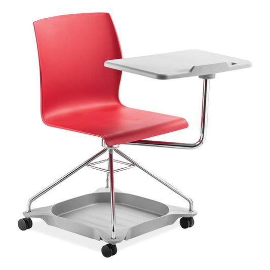 CoGo Mobile Tablet Chair, Supports Up to 440 lb, 18.75" Seat Height, Red Seat, Red Back, Chrome Frame
