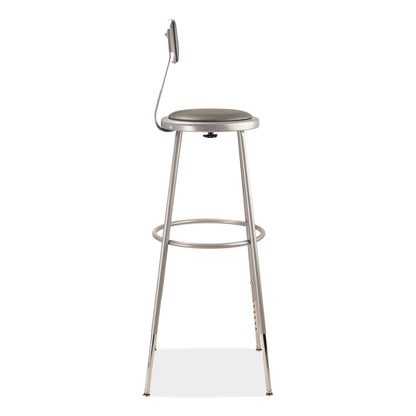 6400 Series Height Adjustable Heavy Duty Padded Stool with Backrest, Supports 300 Up to lb, 32" to 39" Seat Height, Gray