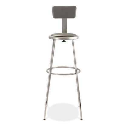 6400 Series Height Adjustable Heavy Duty Padded Stool with Backrest, Supports 300 Up to lb, 32" to 39" Seat Height, Gray