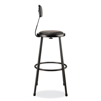 6400 Series Heavy Duty Vinyl Padded Stool with Backrest, Supports 300 lb, 30" Seat Height, Black Seat/Back/Base
