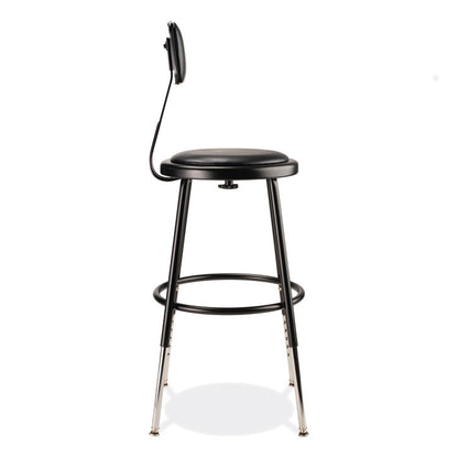 6400 Series Height Adjustable Heavy Duty Vinyl Steel Stool with Backrest, Supports 300 lb, 19" to 27" Seat Height, Black