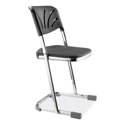 6600 Series Elephant Z-Stool With Backrest, Supports Up to 500 lb, 18" Seat Height, Black Seat, Black Back, Chrome Frame