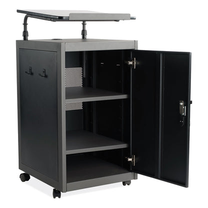 Teacher's WorkPod Lectern, 20 x 24 x 41, Charcoal Slate/Black