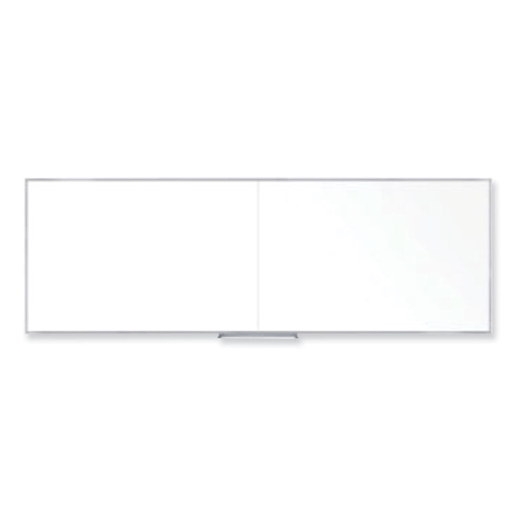 Non-Magnetic Whiteboard with Aluminum Frame, 144.63" x 48.47", White Surface, Satin Aluminum Frame