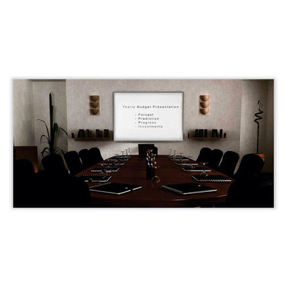 Proma Magnetic Porcelain Projection Whiteboard with Aluminum Frame, 96.5" x 48.5", White Surface, Satin Aluminum Frame