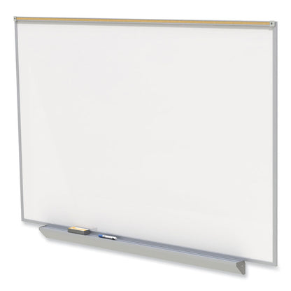 Proma Magnetic Porcelain Projection Whiteboard with Aluminum Frame, 96.5" x 48.5", White Surface, Satin Aluminum Frame