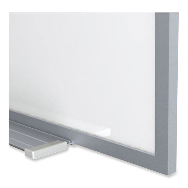 Proma Magnetic Porcelain Projection Whiteboard with Aluminum Frame, 72.5" x 48.5", White Surface, Satin Aluminum Frame