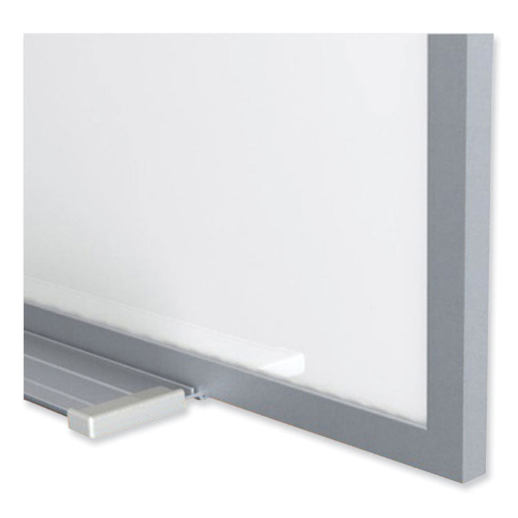 Proma Magnetic Porcelain Projection Whiteboard with Aluminum Frame, 96.5" x 48.5", White Surface, Satin Aluminum Frame