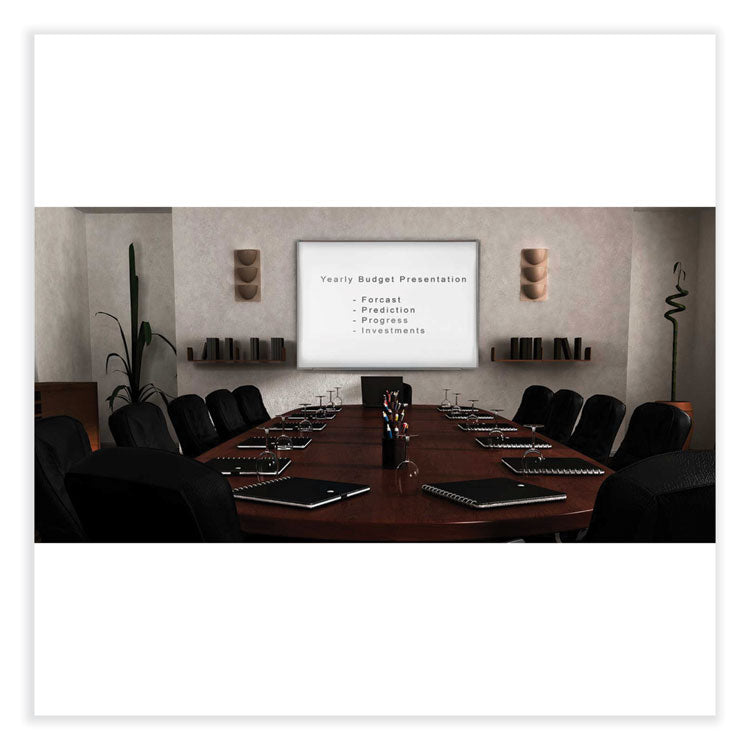 Proma Magnetic Porcelain Projection Whiteboard with Aluminum Frame, 48.5" x 36.5", White Surface, Satin Aluminum Frame