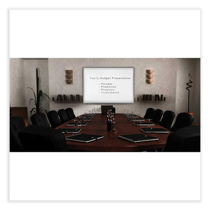Proma Magnetic Porcelain Projection Whiteboard with Aluminum Frame, 48.5" x 36.5", White Surface, Satin Aluminum Frame