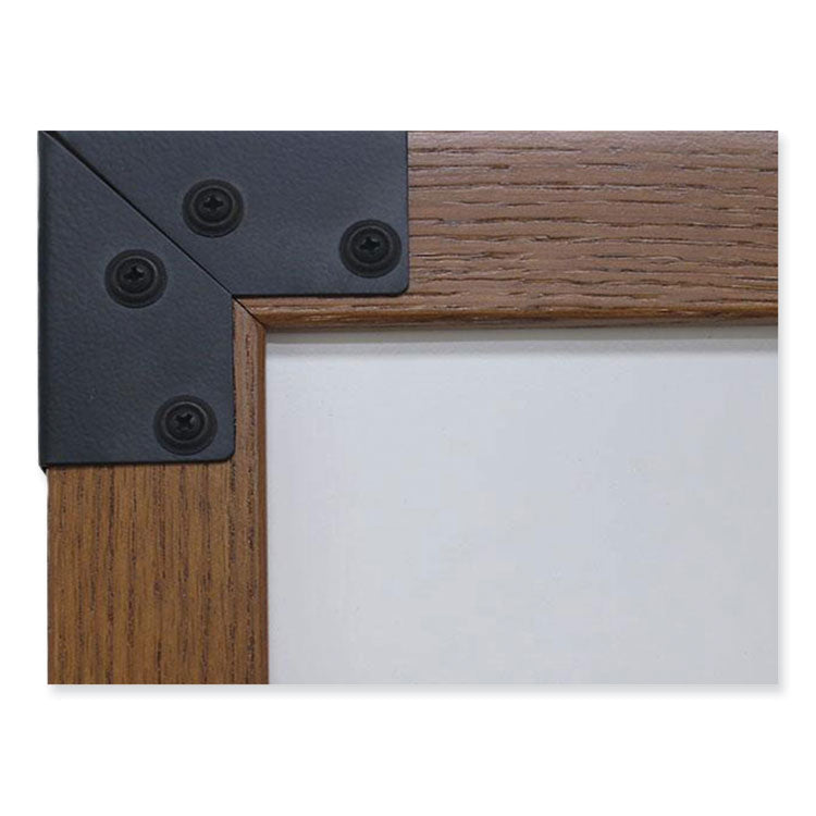 Prest Mobile Magnetic Whiteboard, 40.5" x 73.75", White Surface, Caramel Oak Finished Wood Frame