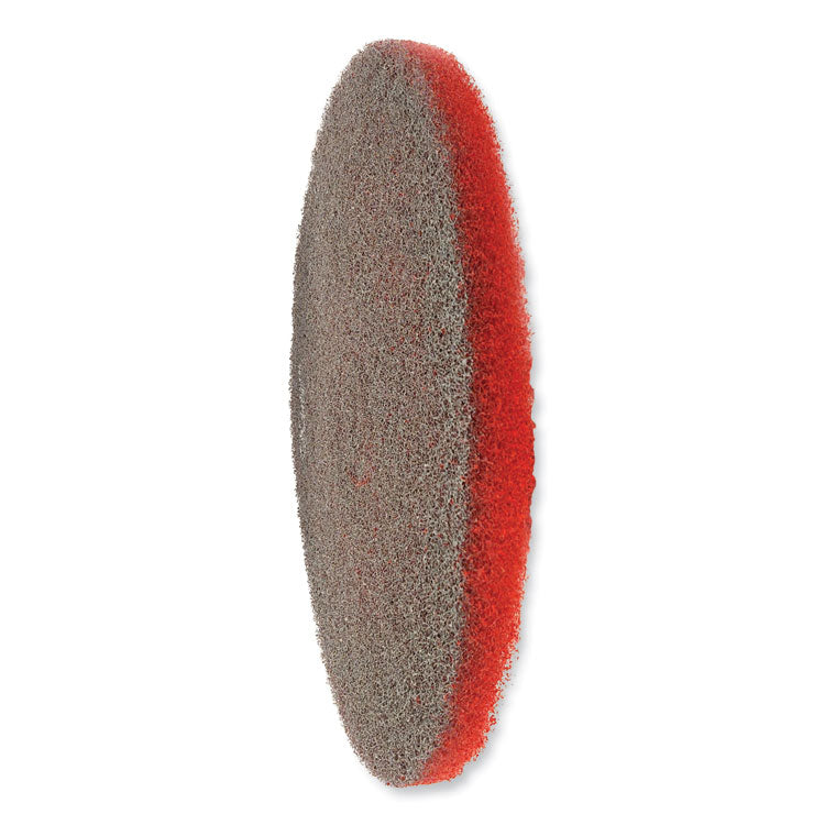 EZ CARE Heavy Duty Scrub Pad, 20" Diameter, Red/Gray, 5/Carton