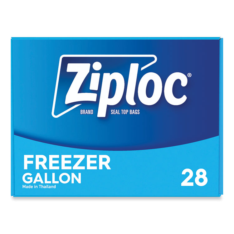 Zipper Freezer Bags, 1 gal, 2,7 mil, 9.6" x 12.1", Clear, 28/Box