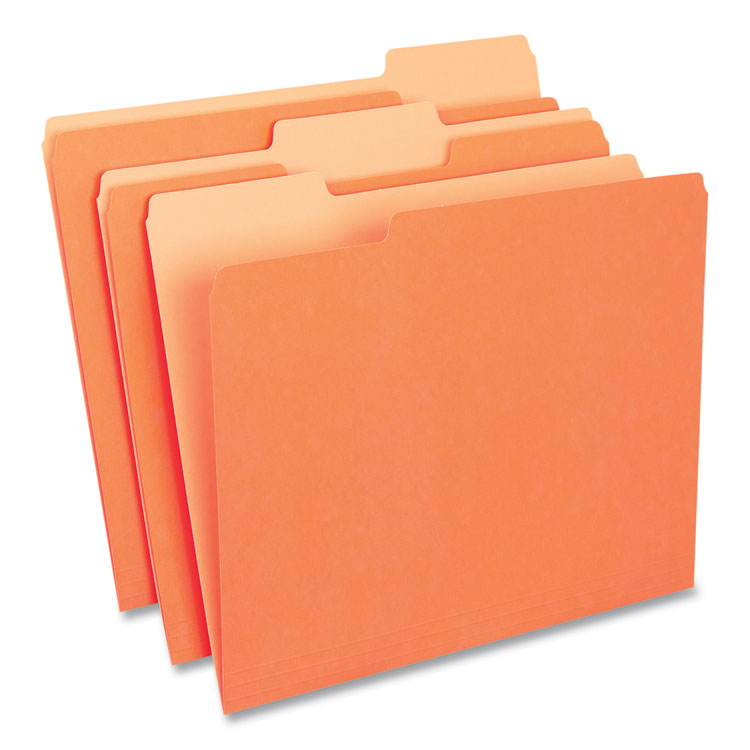 Deluxe Colored Top Tab File Folders, 1/3-Cut Tabs: Assorted, Letter Size, Orange/Light Orange, 100/Box