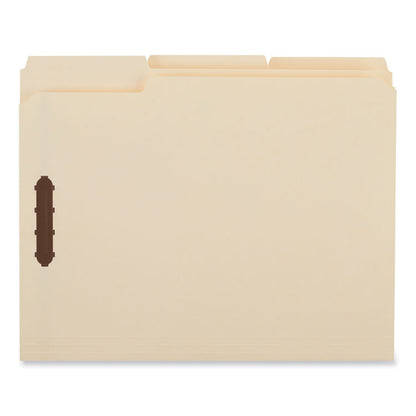 Deluxe Reinforced Top Tab Fastener Folders, 1/3-Cut Tab: Assorted, Expands 0.75", 2 Fasteners, Letter Size, Manila, 50/Box