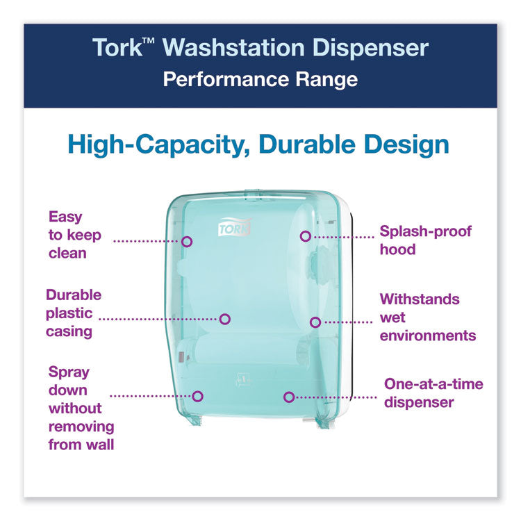 Washstation Dispenser, 12.56 x 10.57 x 18.09, Aqua/White