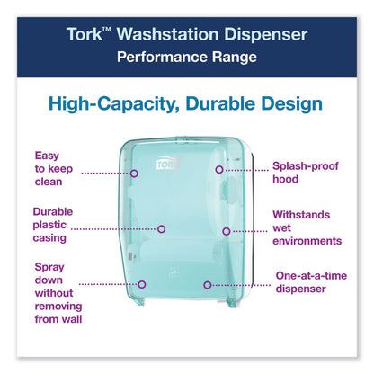 Washstation Dispenser, 12.56 x 10.57 x 18.09, Aqua/White