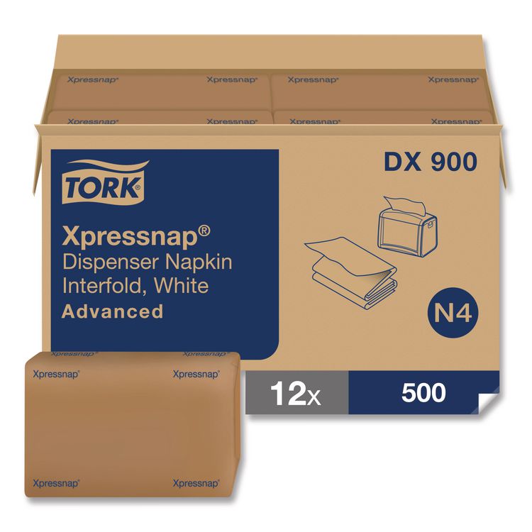 Xpressnap Interfold Dispenser Napkins, 1-Ply, Bag-Pack, 13 x 8.5, White, 6,000/Carton