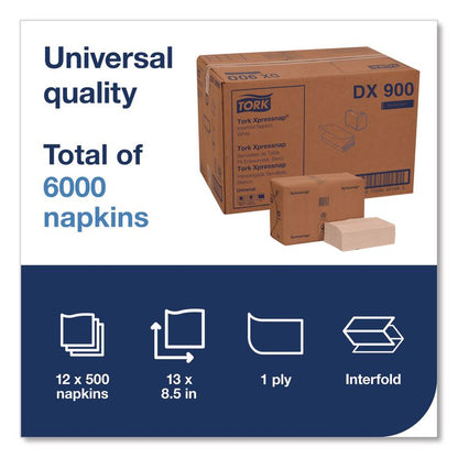 Xpressnap Interfold Dispenser Napkins, 1-Ply, Bag-Pack, 13 x 8.5, White, 6,000/Carton