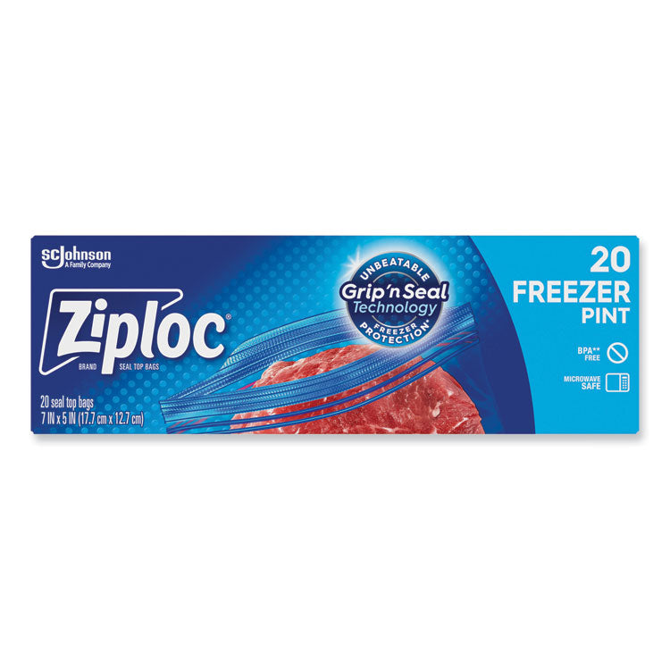 Zipper Freezer Bags, 16 oz, 2.7 mil, 7" x 5", Clear, 240/Carton