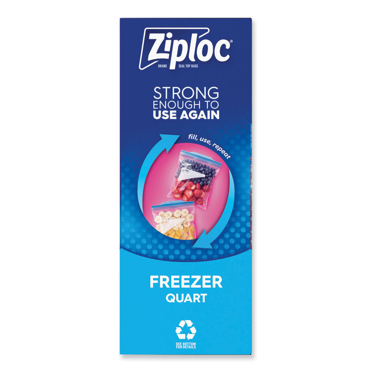 Zipper Freezer Bags, 32 oz, 2.7 mil, 6.97" x 7.7", Clear, 38 Bags/Box, 9 Boxes/Carton