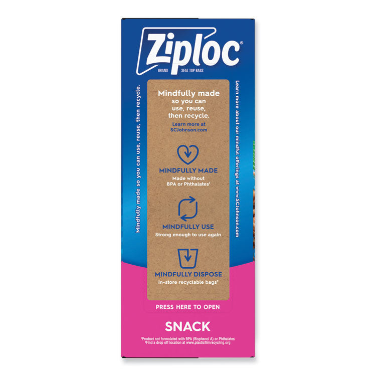 Seal Top Snack Bags, Snack, 6.5" x 3.25", Clear, 90 Bags/Box, 12 Boxes/Carton