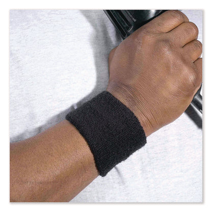 Chill-Its 6500 Wrist Terry Cloth Sweatband, Cotton Terry, One Size Fits Most, Black
